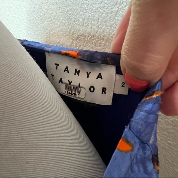 Tanya Taylor Blue Fan Floral Natalia Silk Dress 2 - Picture 7 of 9